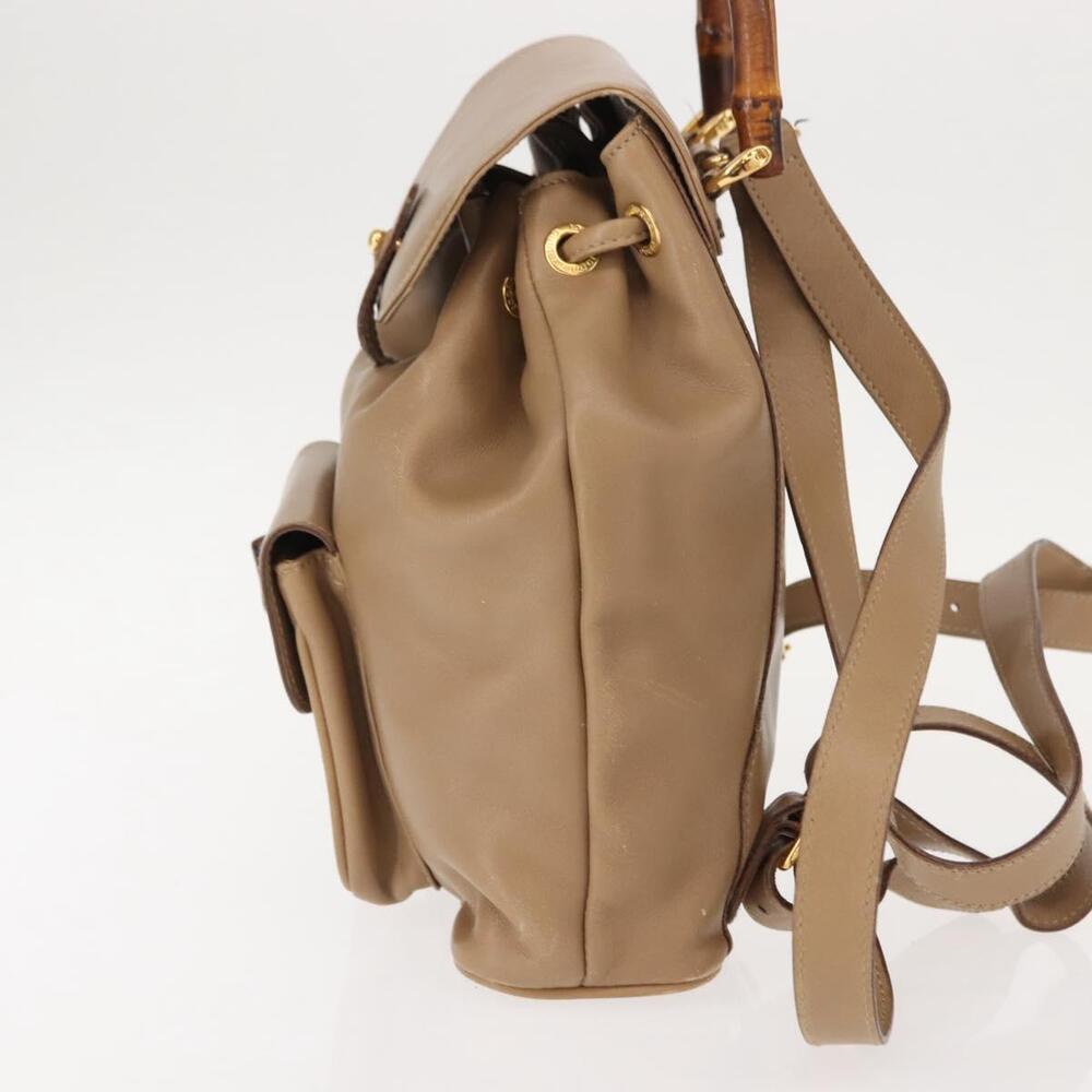 GUCCI Bamboo Backpack Leather Beige Gold 003 3444 0030 Auth ep11512 - Picture 3 of 16